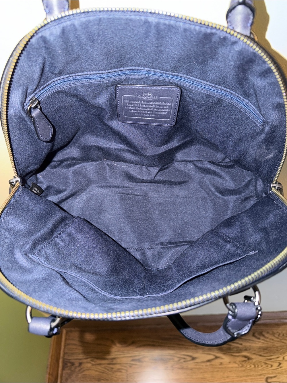 Coach Leather Dome Satchel Handbag - Navy with a hint of silver JS-117 - Picture 6 of 6